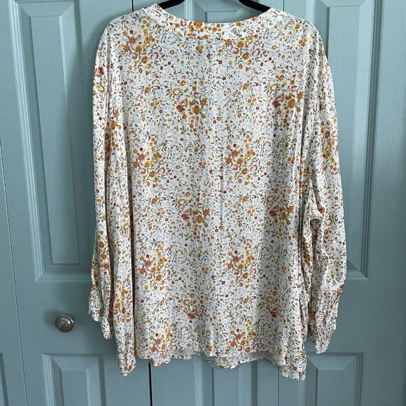 Jones&Co Womens Floral Long Sleeve Blouse 3X V-Neck Pretty Flowy Mature - Picture 7 of 10
